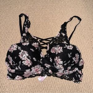 VS Pink Floral Lace Push Up Bralette